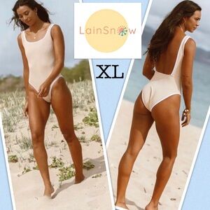 NWOT LainSnow Ocean Isle One Piece Swimsuit Champagne/Cream High-Cut Leg XL